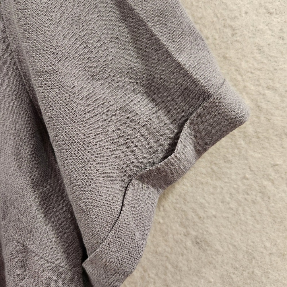 ZESICA Linen Short Sleeve Crop Top High Waist‎ Pants Lounge Set Women's XL Gray - Picture 4 of 16
